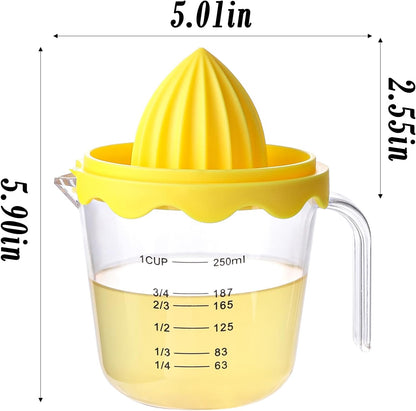 Lemon Squeezer,plastic Lemon Juicer,Detachable Separate,Manual Juicer with Measuring Cup,Juice Squeezer Handheld for Lemons (Yellow, Large)