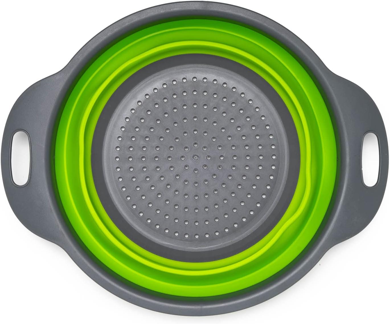 Set of 2 Collapsible Colander made of Silicone, Food-Grade, Perfect for Draining Pasta, Vegetables and Fruits (Green)
