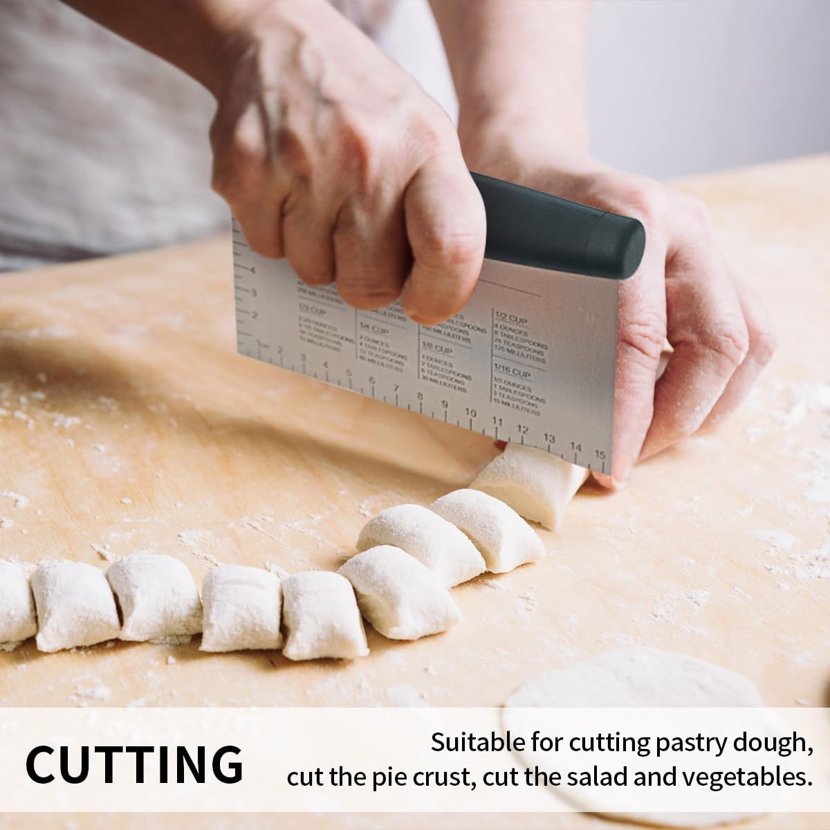 4TH Bench Scraper - Professional Stainless Steel Dough&Pastry Cutter, Multi-Purpose Kitchen Essential Gadget, Food-Safe Chopping Board Aid, Perfect Home Baking Culinary Tool - Turquoise