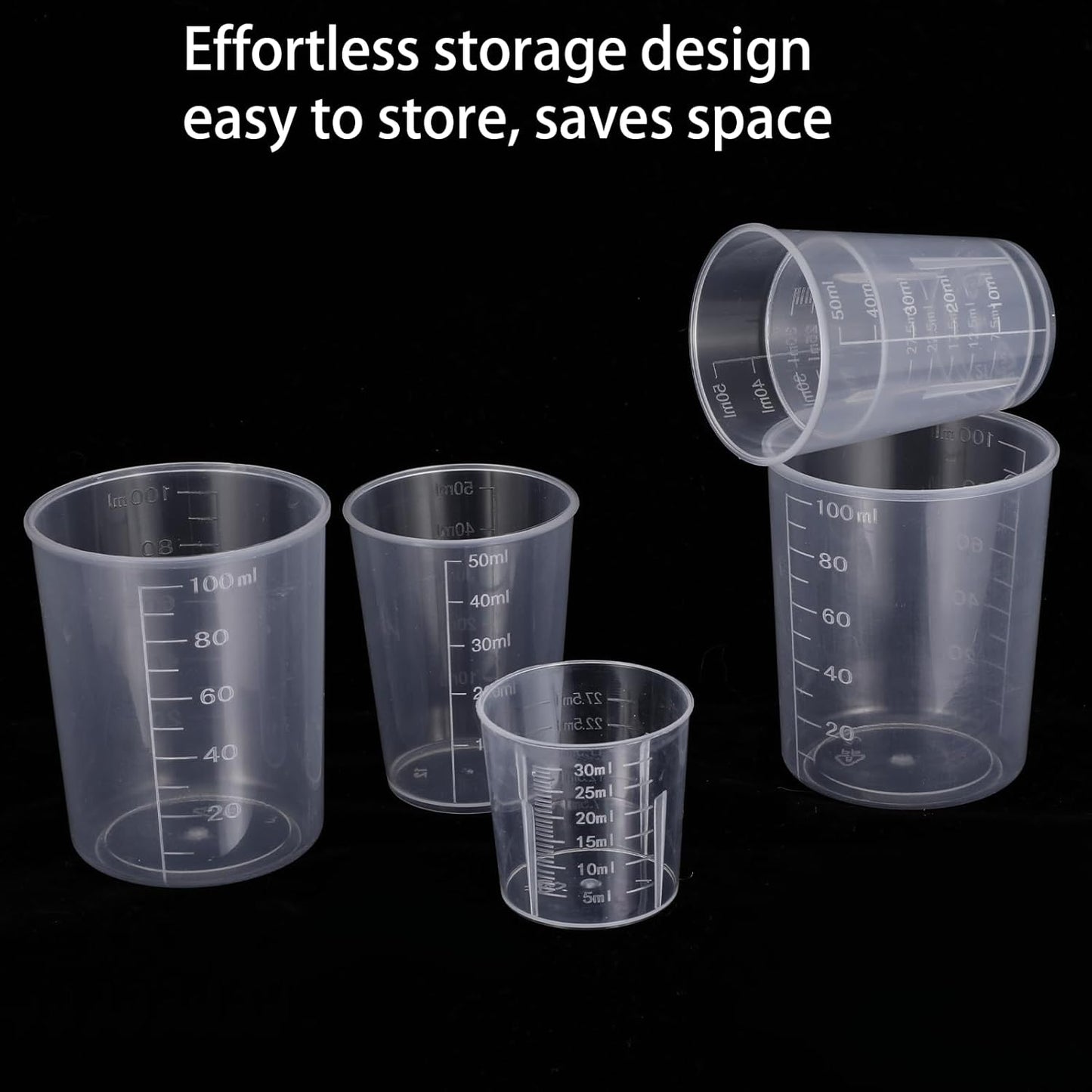 6 Pack Ounce Measuring Cup Set, 1/1.7/3.4 Oz (30/50/100ml) Transparent Liquid Plastic Measure Cups Graduated for Rice Baking Cooking Lab Small Mixing Cups