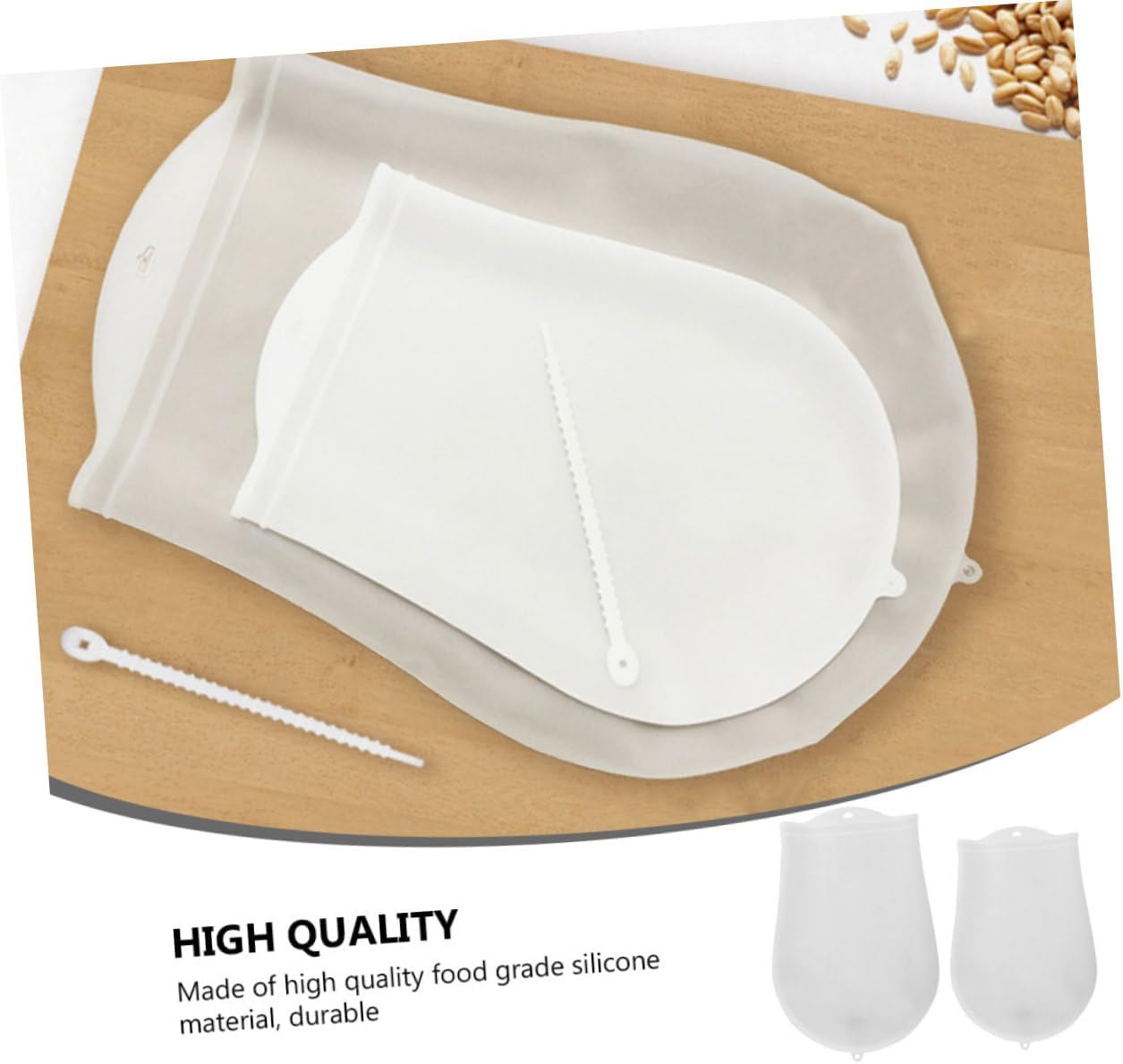 Zerodeko 2pcs Food-grade Silicone Dough Kneading Bags Cable Tie Thickened Non-stick Pastry Blender Pouch for Baking and Marinating Kitchen Supplies
