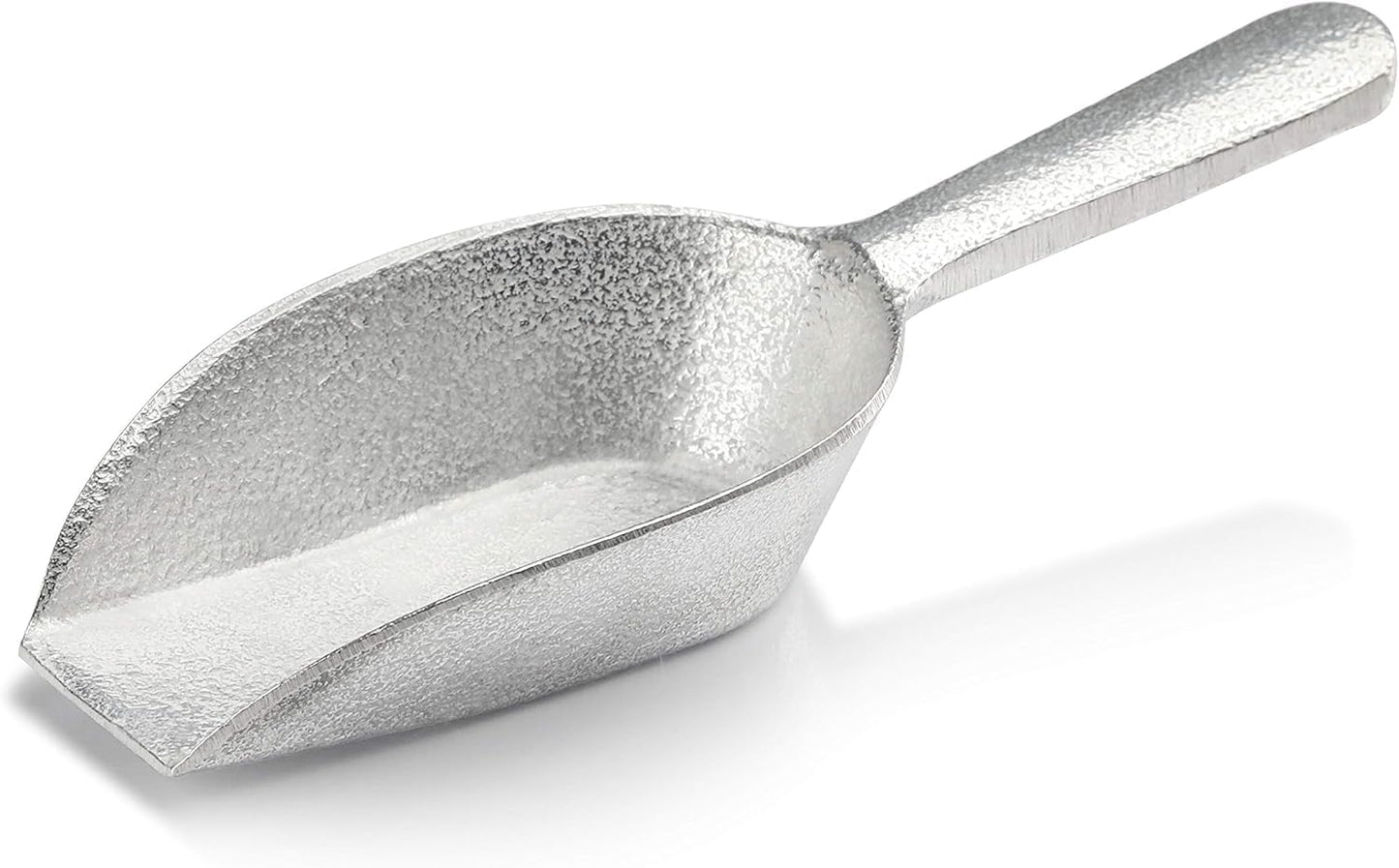 New Star Foodservice One-Piece Cast Aluminum Flat Bottom Bar Ice Flour Utility Scoop, 4-Ounce, Silver