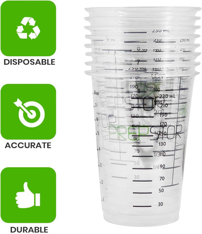Disposable Measuring Cups for Resin - Pack of 20 8oz Clear Plastic Measuring Cup for Epoxy Resin, Stain, Paint Mixing - Half Pint Reusable Multipurpose Mixing Cups for Cooking and Baking