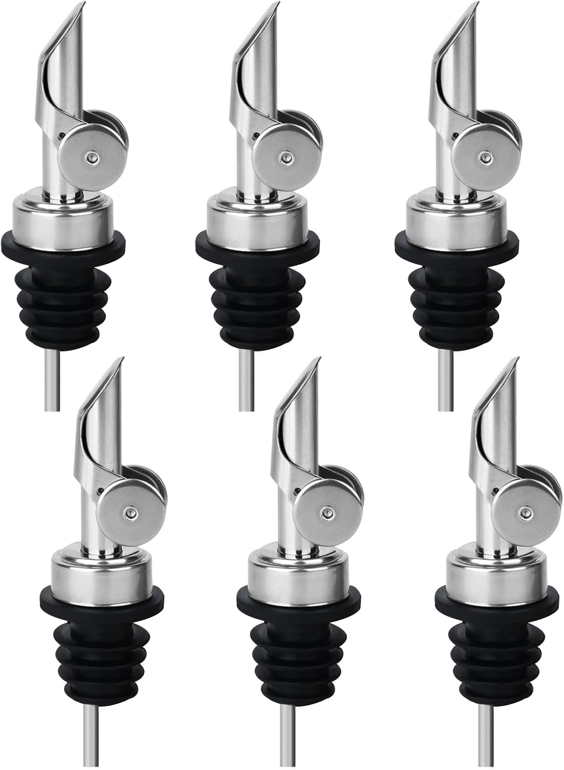 2PCS Stainless Steel Pourers, Speed Liquor Bottle Pourer, Olive Oil and Vinegar Tapered Stopper Spout, Suitable for About 3/4" Bottle Mouth, Olive Oil Spout with Sealed Dust Caps