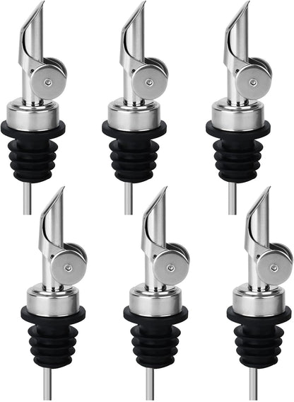 2PCS Stainless Steel Pourers, Speed Liquor Bottle Pourer, Olive Oil and Vinegar Tapered Stopper Spout, Suitable for About 3/4" Bottle Mouth, Olive Oil Spout with Sealed Dust Caps