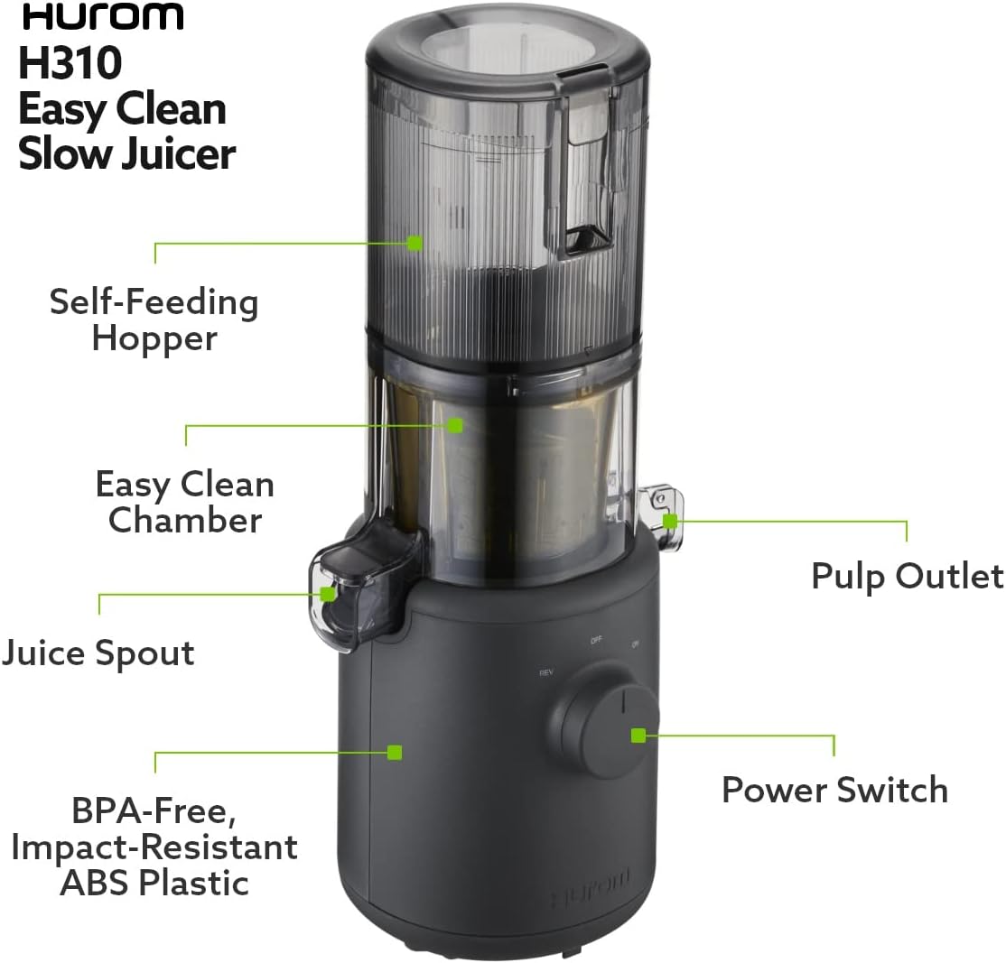 Hurom H310 Easy Clean Slow Juicer, Lavender | Compact | Quiet Motor | Hopper Fits Whole Produce | Scrub Free | Easy Assembly | Cold Press Masticating Juicer