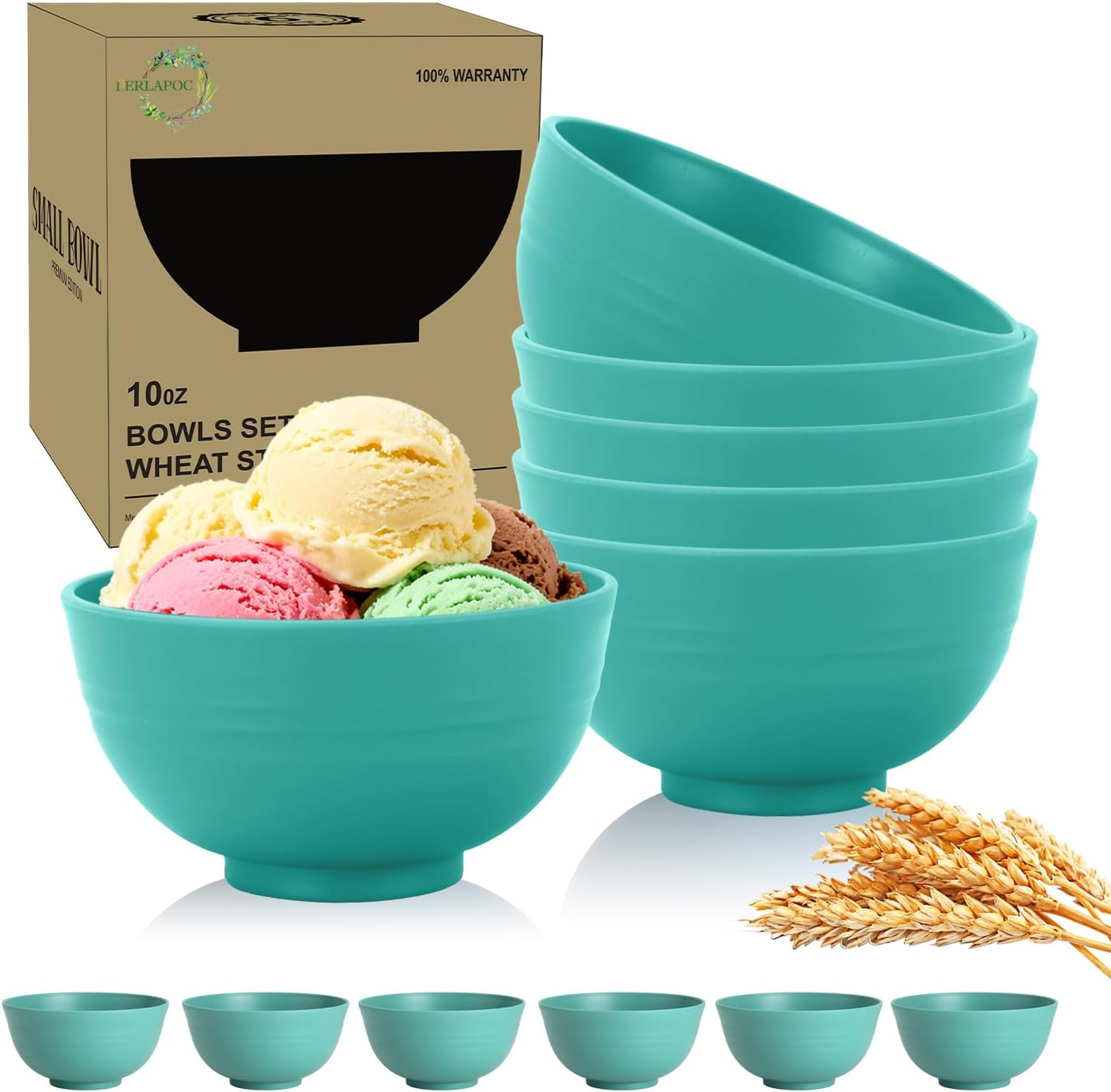 Wheat Straw Bowls Set with Lids, Unbreakable 40 OZ Cereal Bowls Set of 4, Salad Container for Lunch, Microwave & Dishwasher Safe Bowl Set for Kitchen, Picnic, RV, Camping, Multi