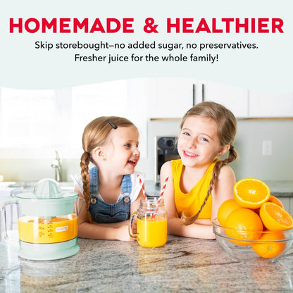 Dash Dual Electric Citrus Juicer Machine - Orange Juicer and Lemon Squeezer with Auto-Reversing Reamer, Adjustable Pulp Control, Mess-Free Spout, 20 oz Juice Container-Lime Squeezer for Home-White