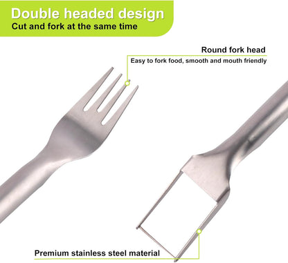 2-in-1 Stainless Steel Watermelon Fruit Cutter Slicer Tool and Melon Baller Scoop Fruit Ball Cutter Set, Dual Head Fork Knife Melon Cutter Cutting Tool.