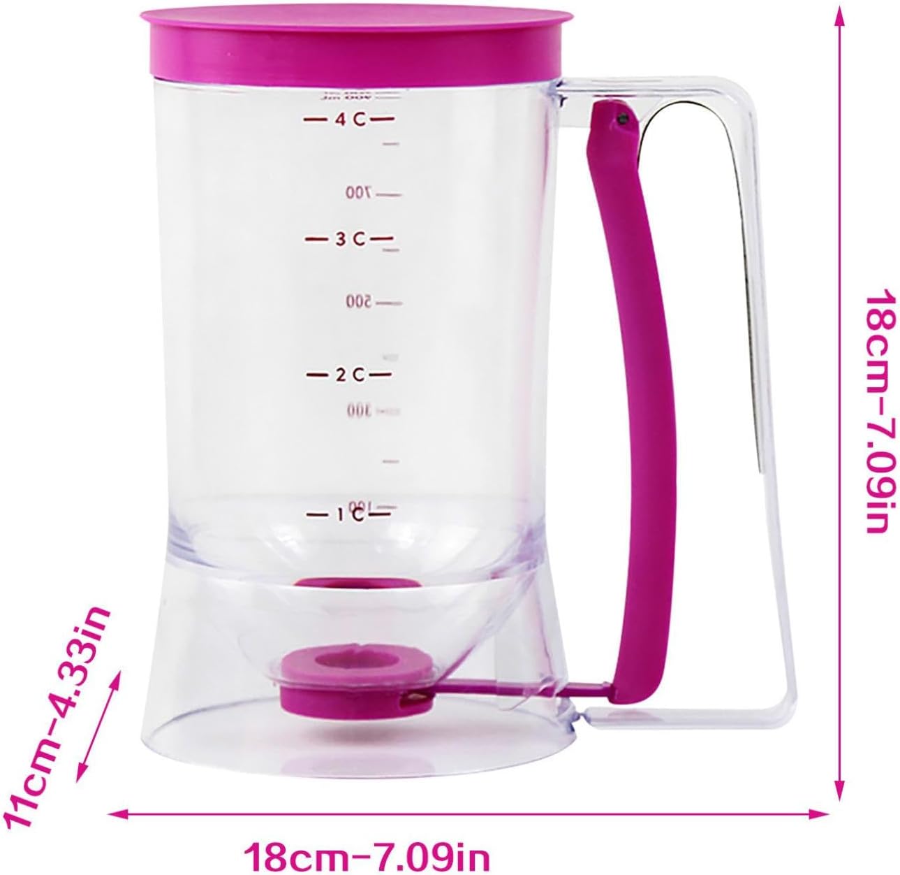 Pancake Batter Dispenser - Batter Separator Dispenser, Cupcake Handheld Dispenser Batter Funnel Measuring Cup Kitchen Baking Necessities Tools