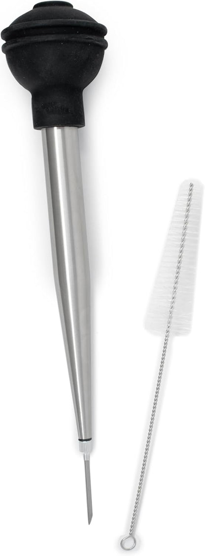Norpro Deluxe Stainless Steel Baster with Injector and Cleaning Brush 11" x 2" x 2"