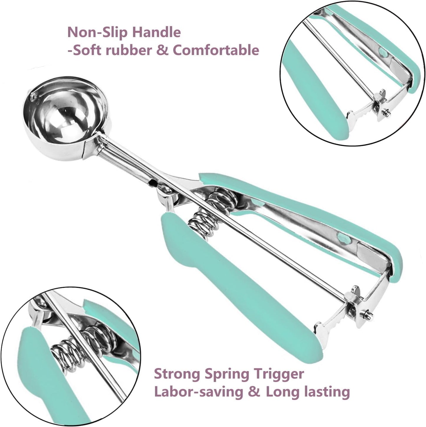 Ice Cream Scoop, 18/8 Stainless Steel Cookie Scoop, Cookie Scoops for Baking, 2 Tbsp/ 30 ml/ 1 oz Cookie Dough Scoop, Ice Cream Scooper with Trigger Release, Cookie Scooper for Baking
