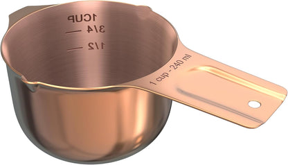 Color Up 2 Cup Measuring Cup, 480ml Stainless Steel Metal, Easy-Pour Spouts, Engraved Markings, Flat Base, Dishwasher Safe, for Dry and Liquid Ingredients