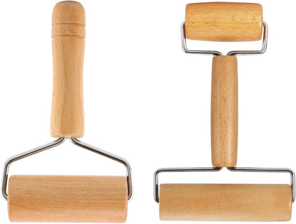 Pizza Rolling Pin Small Rolling Pin Wooden Dough Roller Non Stick Pizza Dough Roller for Baking Pastry Tortilla Cookie Dumpling Rolling Pins for Baking (T+H-Style)