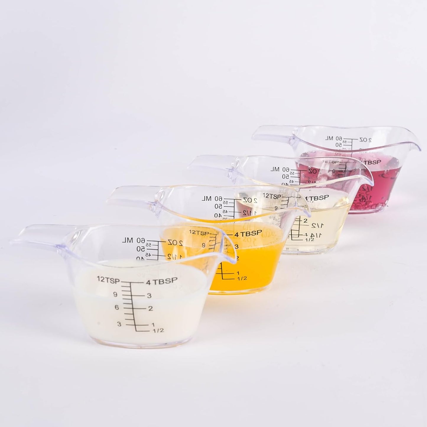 3 Pack 2 Ounce Measuring Cups, Food-Grade Plastic Small Measuring Cup for Hair Color, Hot Tub Chemicals & DIY Mixing, Mini Ounce Measure Cup with Easy-Read Markings
