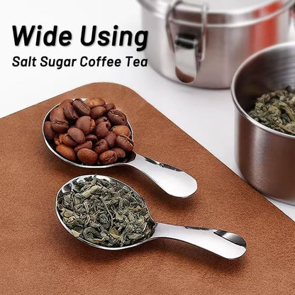 5 Pack Short Handle Scoops for Containers - Stainless Steel Small Scoops for Salt Sugar Coffee Tea Dessert (Gold)