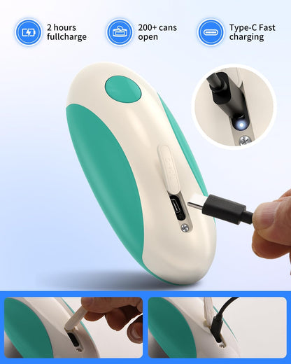 CIRCLE JOY Electric Can Opener, One-Touch Automatic Can Opening with Smooth Edges, Food Safety Handheld Battery-Operated Can Opener for Kitchen and Seniors, Black