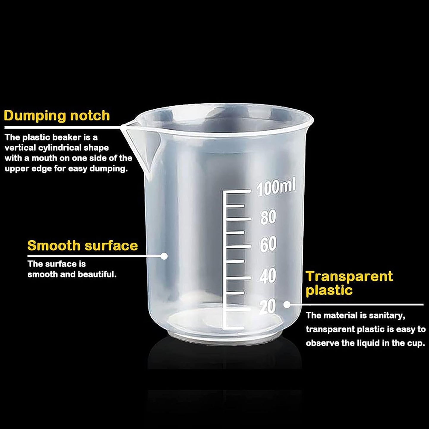 30ml Plastic Liquid Measuring Cups - Mini Clear Kitchen Medicine Cups Transparent Labs Graduated Beakers Baking Cooking Home Lab Measure Tool (10 Packs,1oz,Transparent)