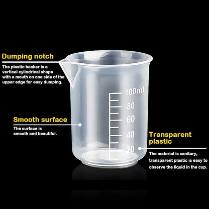 30ml Plastic Liquid Measuring Cups - Mini Clear Kitchen Medicine Cups Transparent Labs Graduated Beakers Baking Cooking Home Lab Measure Tool (10 Packs,1oz,Transparent)