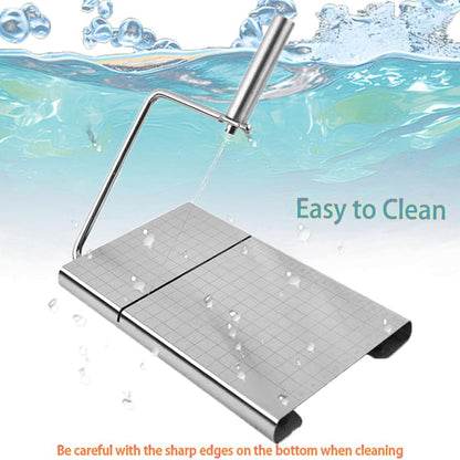Cheese Slicer with 16 Replacement Wires, Stainless Steel Cheese Cutter Board with Precision Scale for Cutting Cheese Butter Ham Beet Boiled Eggs, Silver