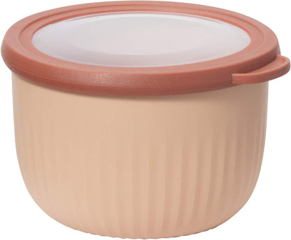 Oggi Prep, Store & Serve Plastic Bowl w/See-Thru Lid- Dishwasher, Microwave & Freezer Safe, (4 qt) White/Aqua