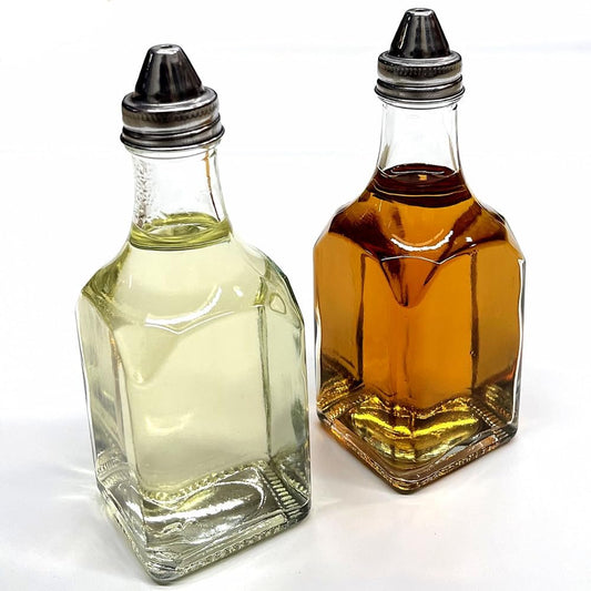 Glass Oil and Vinegar Dispenser Set, 6 oz Square Bottles, 2-Piece Glass oil bottle vinegar bottle (2)