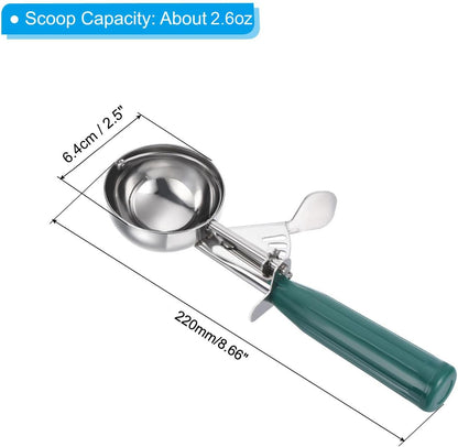 PATIKIL 3/4 Ounce Ice Cream Scoop with Trigger, Stainless Steel Portion Cookie Scoop with Thumb Trigger for Cookie Dough Cupcake Batter Baking, Purple 22ML