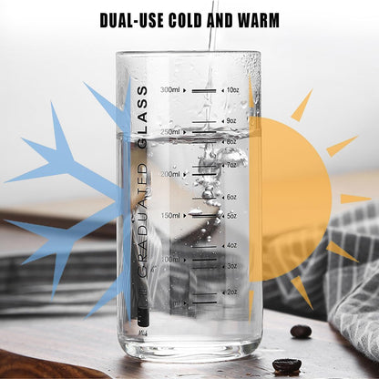 Cup With Measurements for Drinking,10 OZ Drinking Glass With Measurements for Milk,Juice,Milkshake, Vegetable, Coffee, Ice Cream,for Elderly, Beginners, Weight Loss