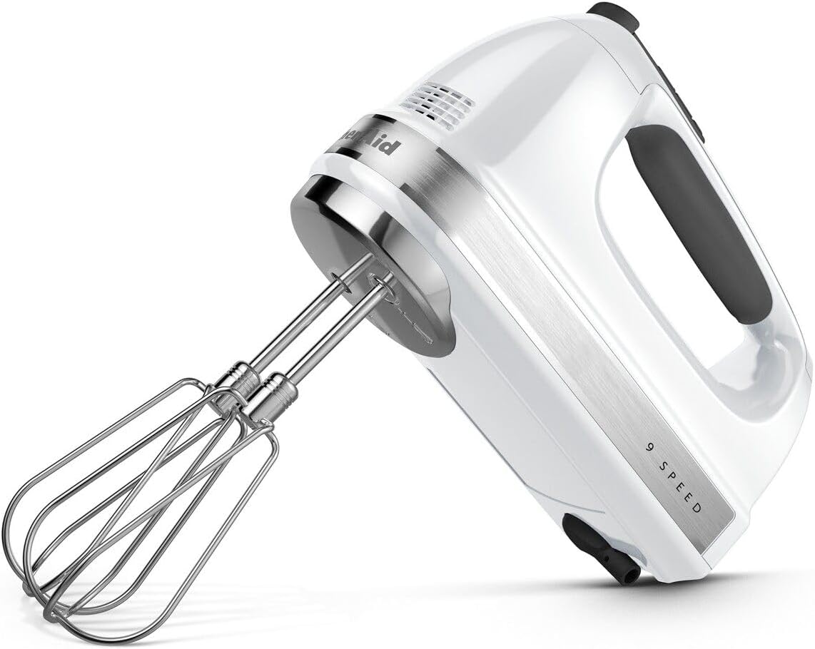 KitchenAid 9-Speed Digital Hand Mixer with Turbo Beater II Accessories and Pro Whisk - Contour Silver
