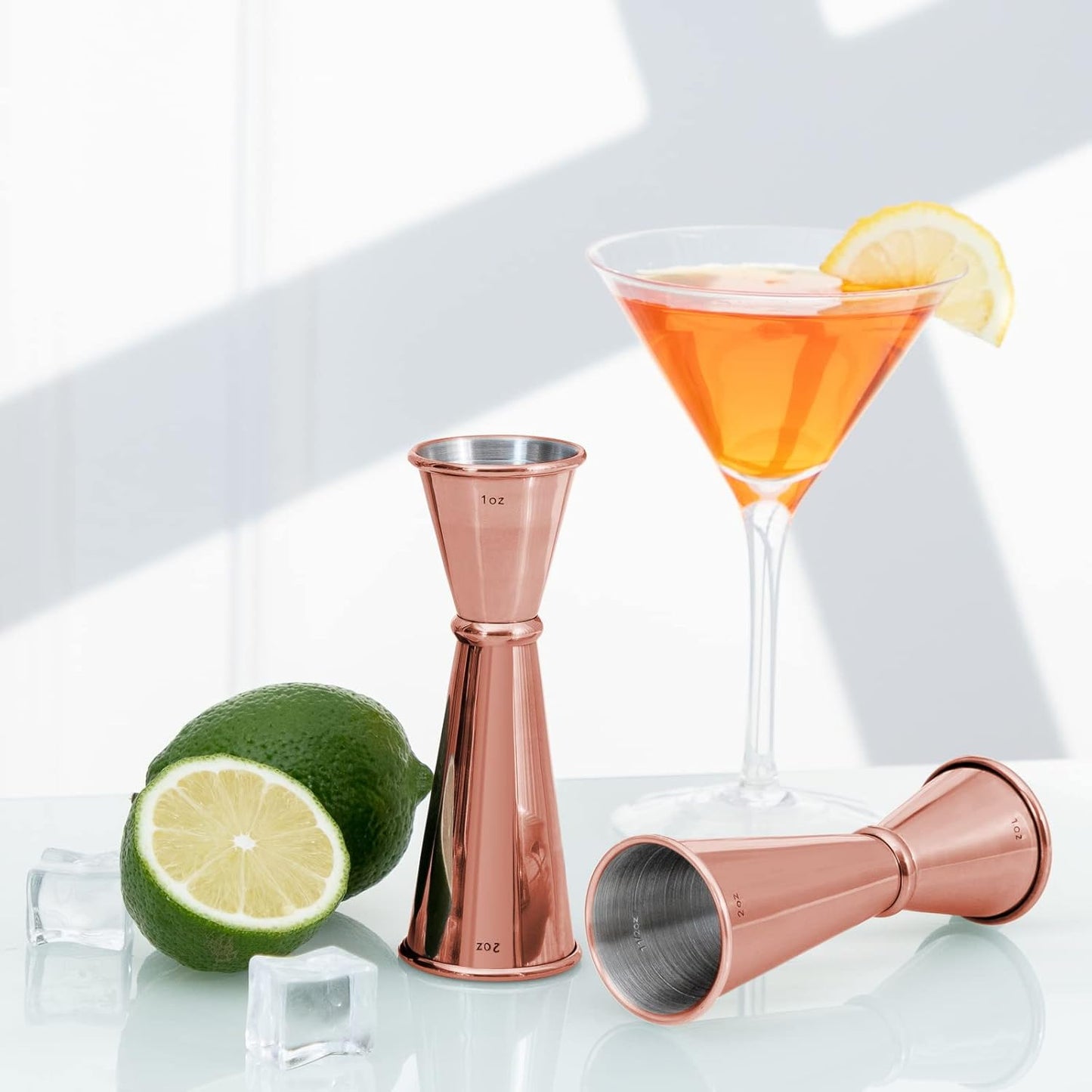 Briout Jigger for Bartending, Double Cocktail Jigger Japanese Premium 304 Stainless Steel Jigger 2 OZ 1 OZ with Measurements Inside