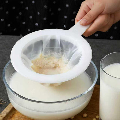 Fine Mesh Strainer with Handle, Nylon Filter Sieve for Kitchen Use, Ideal for Coffee Soy Milk Yogurt Juice Filtering (200Mesh-2PCS)