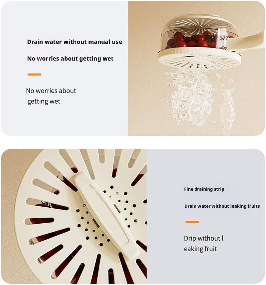 Multi-Functional Fruit and Vegetable Washing Bowl,2 in 1 Drain Basket and Fruit Strainer Container with Lid,Produce Washer,Berry Container,Lettuce Keeper for Fridge Refrigerator Organization (White)