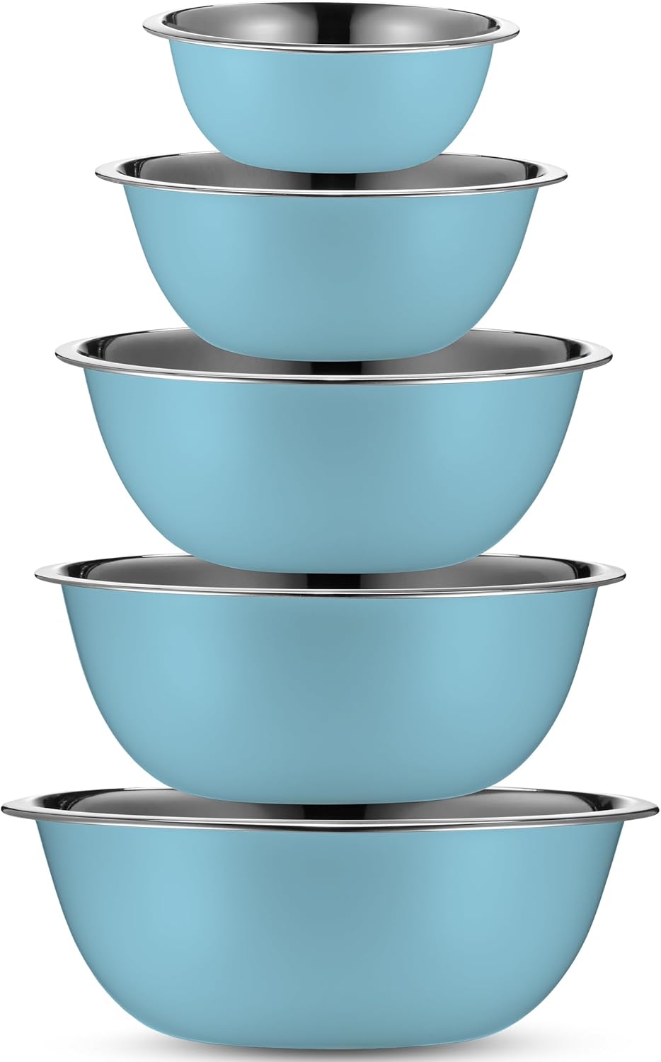 WHYSKO Meal Prep Stainless Steel Mixing Bowl (5-Piece Set) Home, Refrigerator, and Kitchen Food Storage Organizers | Ecofriendly, Heavy Duty, No Lids