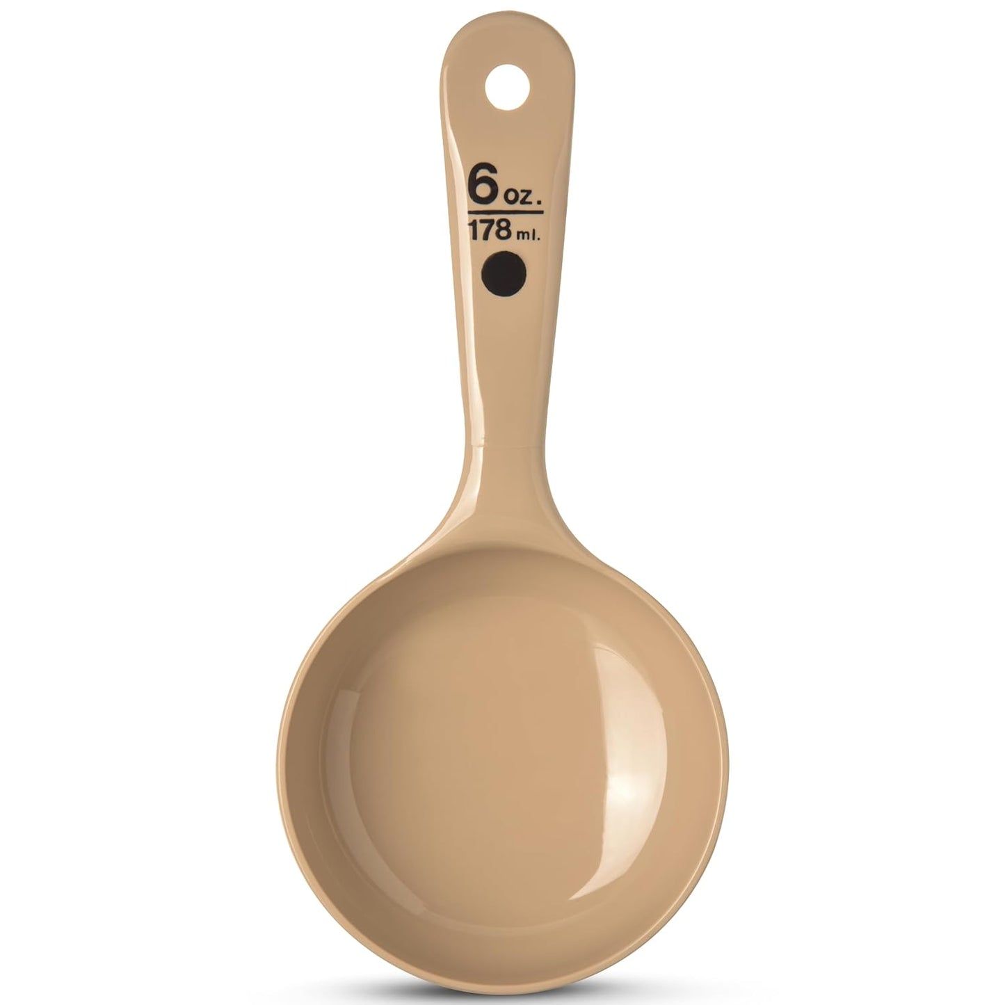 Carlisle FoodService Products Measure Miser Plastic Measuring Spoon with Short Handle, 6 Ounces, Beige