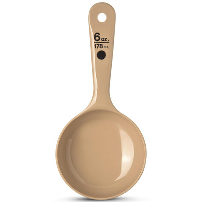 Carlisle FoodService Products Measure Miser Plastic Measuring Spoon with Short Handle, 6 Ounces, Beige