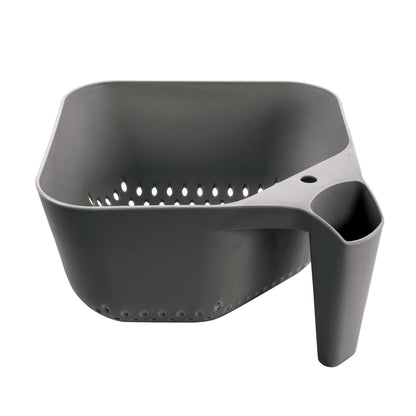 Tovolo Elements Square Colander with Handle Strainer Basket for Pasta Fruit Berries Veggies, Easy to Clean BPA Free Heat Resistant Plastic Colander with Spout 3 Quart Kitchen Strainer, Charcoal Gray