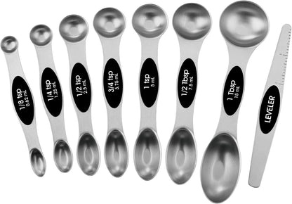 Pack of 8 Stainless Steel Magnetic Measuring Spoons Set, Cordless Handheld, Lightweight, Double Run Time for Lawn 1