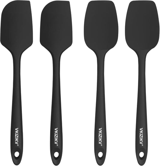 4 Pack Silicone Spatulas, 11.4 In, High Heat Resistant, BPA Free Rubber Spoon Spatula Set for Cooking, Baking, Mixing, Flexible Kitchen Utensils for Nonstick Cookware, Seamless (Blue)