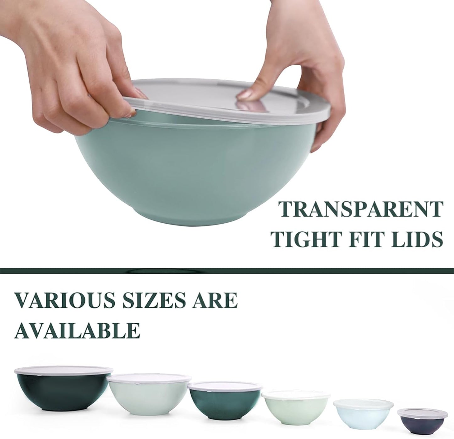 BoxedHome BPA Free Plastic Round Mixing Bowl with Lids, 12 Pack Nesting Bowls with Lids Set, Microwave and Dishwasher Safe Prep & Serving Bowls Great for Mixing, Baking, Serving (Pink, 12pcs)