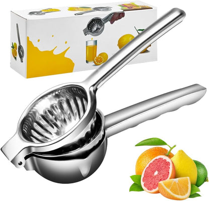 Stainless Steel Lemon Squeezer Lime Lemon and Fruit Juicer with Silicone Handles Large Manual Citrus Press Juicer