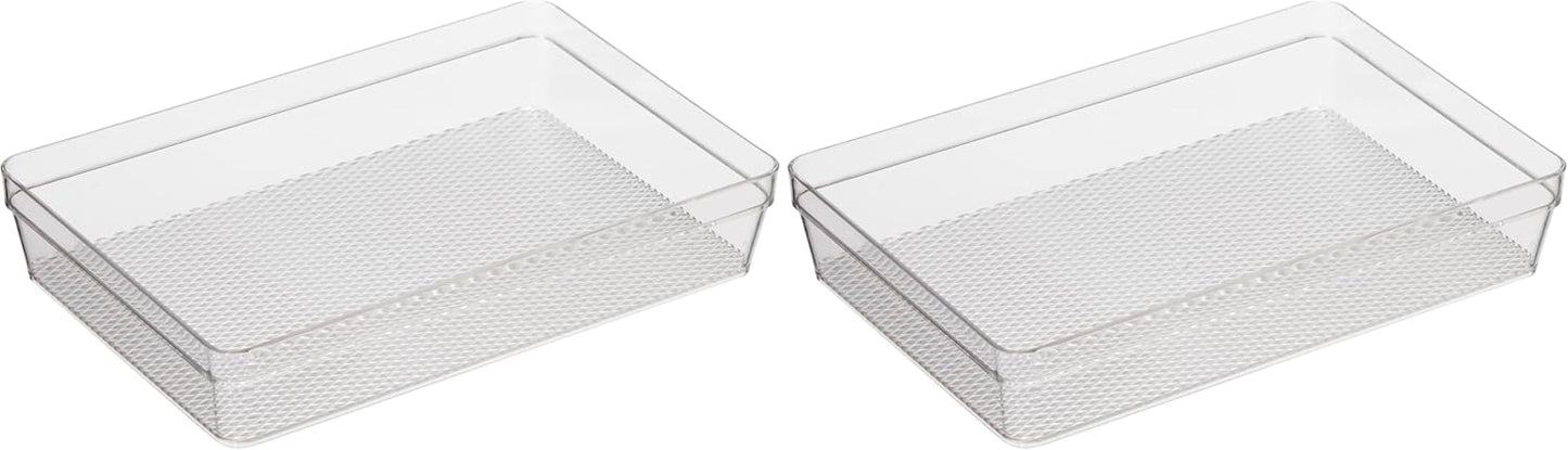 Oggi Clear Drawer Organizer - 3" X 12.5" - Ideal for Organizing Kitchen Drawers, Office, Desk, Silverware, Kitchen Utensils, Cosmetics and Bathrooms
