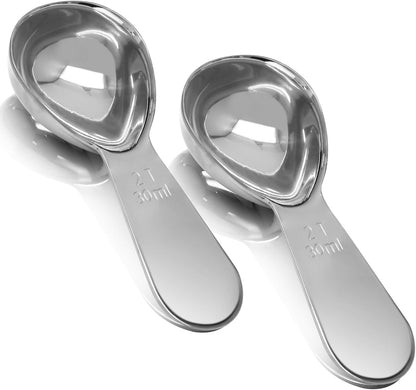 Coffee Scoops 2Tbs (30ml/ 1/8 Cup / 1 oz), Black 304 Stainless Steel Coffee 2 Tablespoon Scoop Short Handle Measuring Spoon, Set of 2