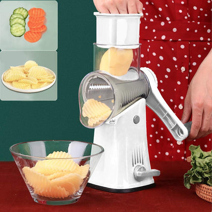 Round Mandoline Drum Slicer Rotary Cheese Grater Veggie Slicer Vegetable Carrot Shredder Nut Chopper Blue