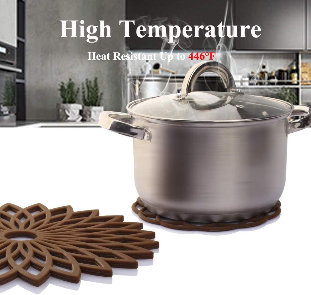 ME.FAN Silicone Trivet Mat - Kitchen Hot Pads for Pots & Dish - Insulated Teapot Trivet - Flexible, Durable, Non-Slip Large Coasters 3 Set Black