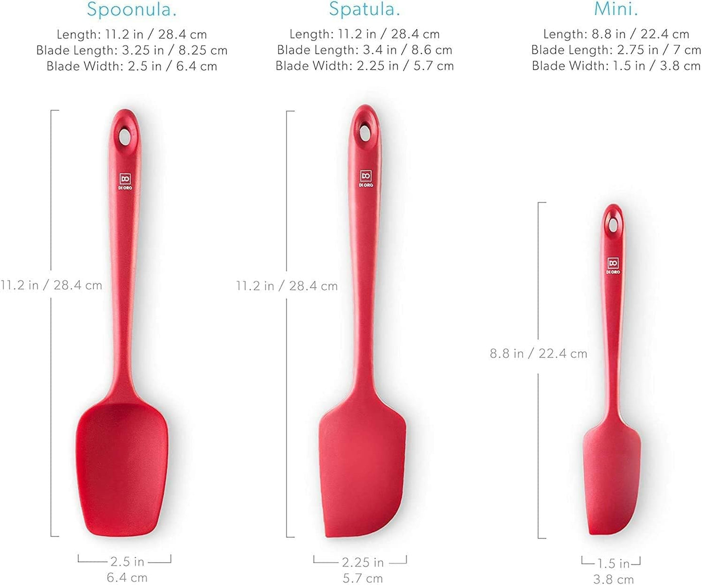 DI ORO Silicone Spatula Set - Rubber Kitchen Spatulas for Baking, Cooking, & Mixing - 600°F Heat-Resistant & BPA Free Silicone Scraper Spatulas for Nonstick Cookware - Dishwasher Safe (3pc, Stone)