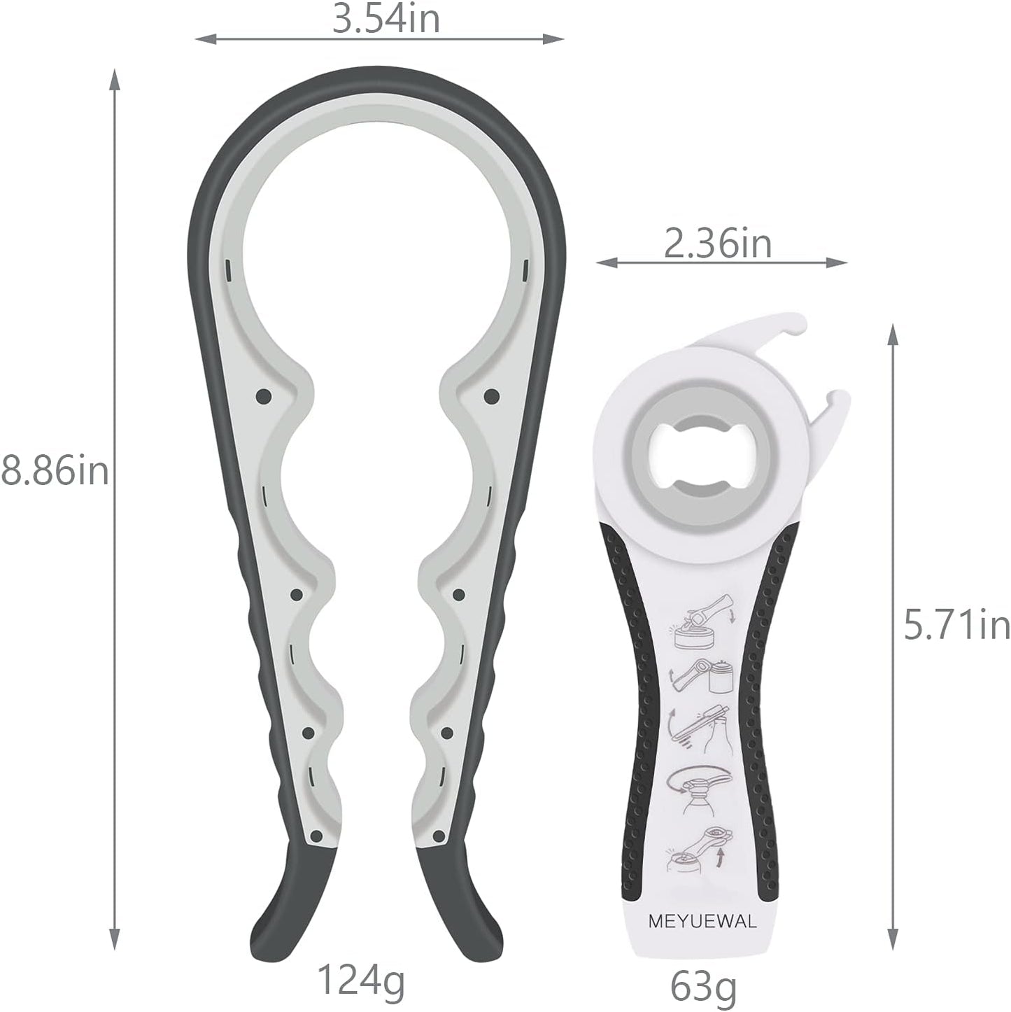 Jar Opener, 5 in 1 Multi Function Can Opener Bottle Opener Kit with Silicone Handle Easy to Use for Children, Elderly and Arthritis Sufferers (Apple Red）