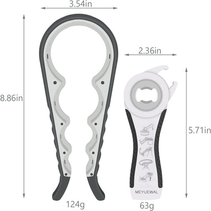 Jar Opener, 5 in 1 Multi Function Can Opener Bottle Opener Kit with Silicone Handle Easy to Use for Children, Elderly and Arthritis Sufferers (Apple Red）