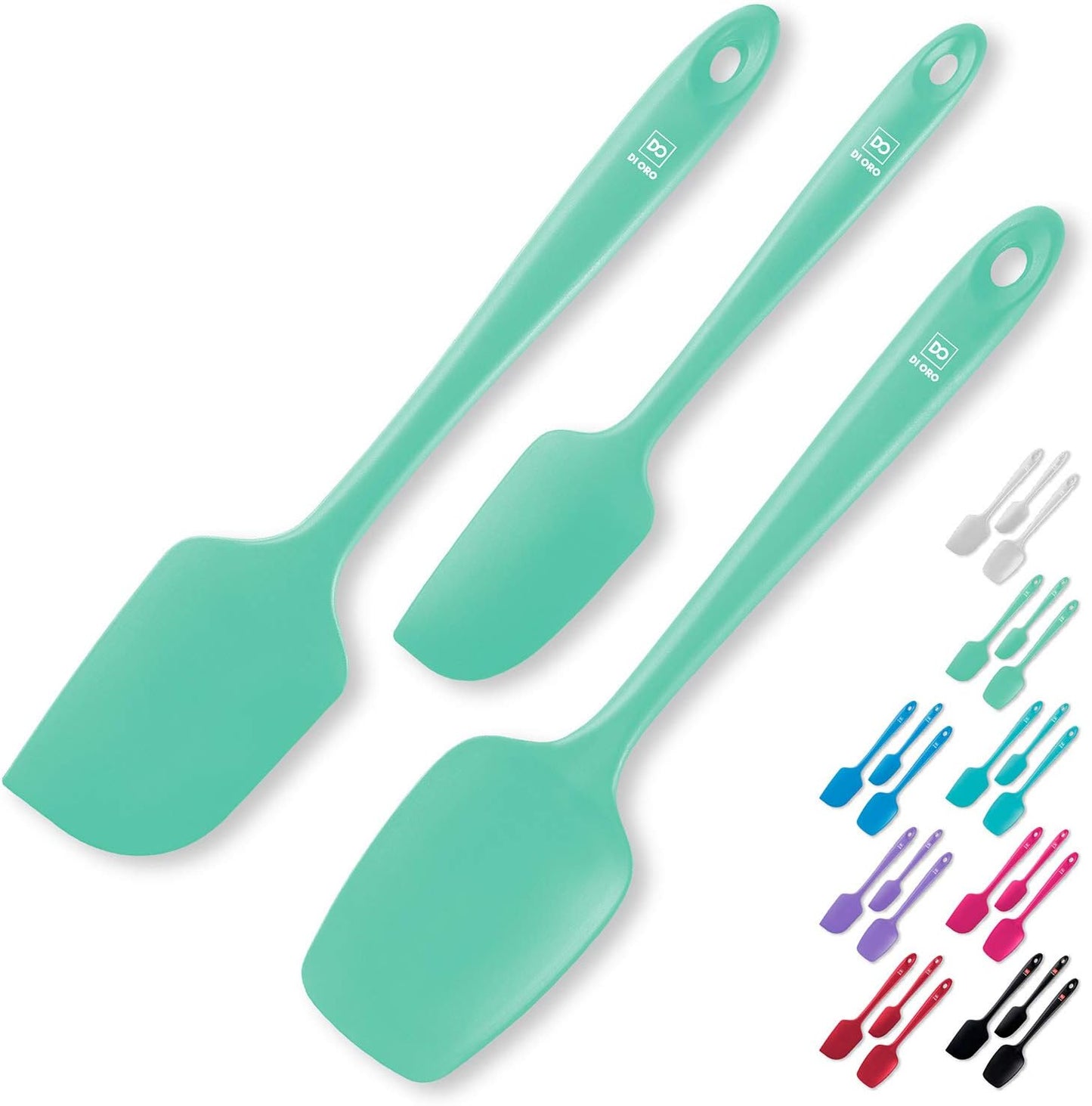 DI ORO Silicone Spatula Set - Rubber Kitchen Spatulas for Baking, Cooking, & Mixing - 600°F Heat-Resistant & BPA Free Silicone Scraper Spatulas for Nonstick Cookware - Dishwasher Safe (3pc, Stone)