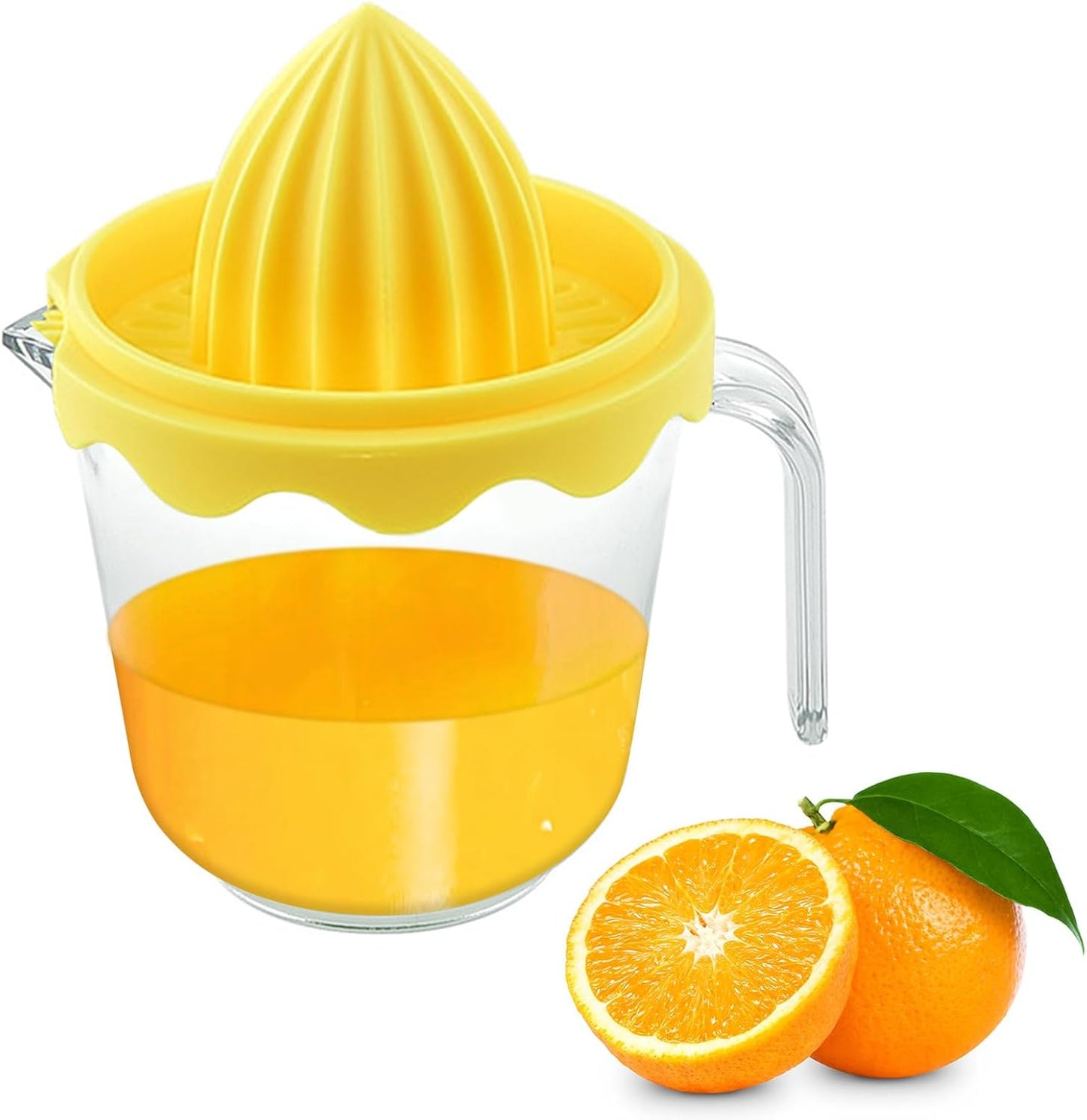 Citrus Orange Juicer, Lemon Manual Hand Squeezer Lime Press Anti-Slip Lid Rotation Reamer with Strainer and Container…