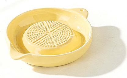 2 Pcs DelloidMaz White Ceramic Grater Plate for Ginger, Garlic, Onion, Cheese, Lemon, Chocolate, Vegetables and Fruits for Kitchen (2 Pcs, White)